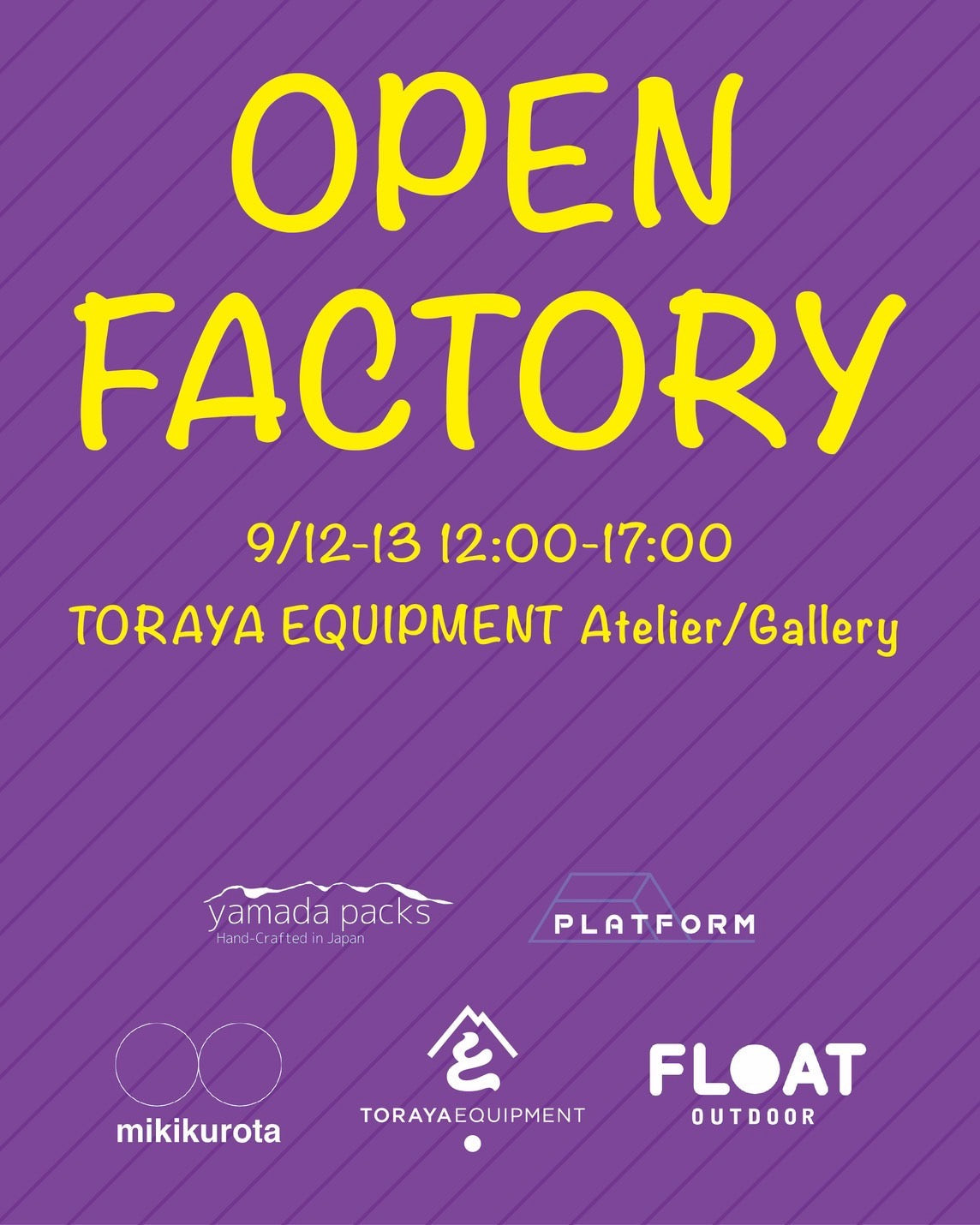 松本のTORAYA EQUIPMENTさんのオープンファクトリーに出店します!